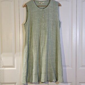 Briggs Women's Dress Size XL Linen Blend Soft Sage Prairie Cottagecore Boho EUC